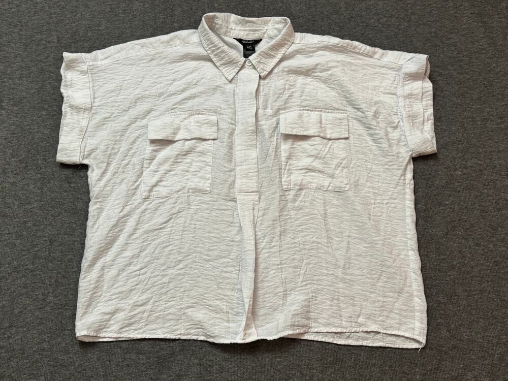Vera Wang Simply Vera White Gauze/Crinkle Popover Blouse - Women's Size XXL